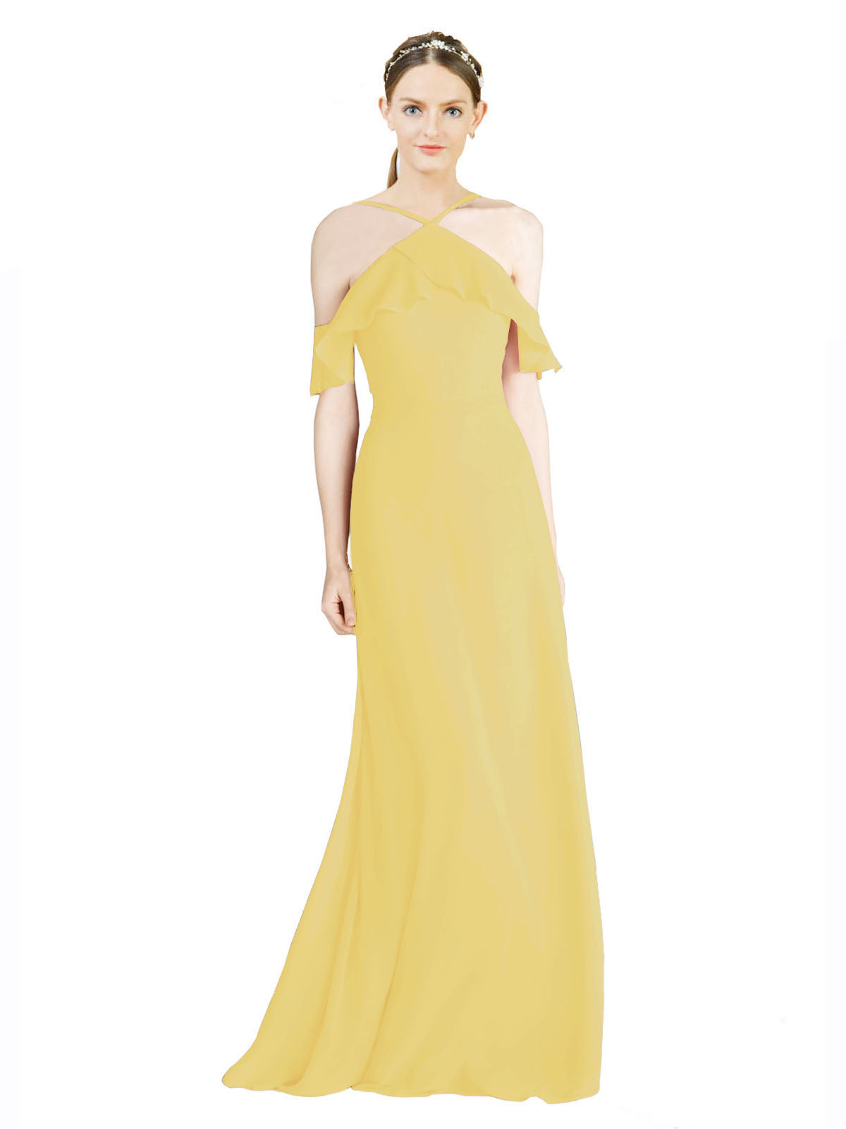 Daffodil A-Line Halter Sleeveless Long Chiffon Bridesmaid Dress Rylan
