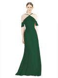 Dark Green A-Line Halter Sleeveless Long Chiffon Bridesmaid Dress Rylan