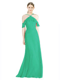 Emerald Green A-Line Halter Sleeveless Long Chiffon Bridesmaid Dress Rylan