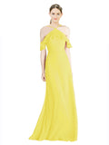 Yellow A-Line Halter Sleeveless Long Chiffon Bridesmaid Dress Rylan