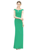 Emerald Green Mermaid, Fit and Flare Bateau, High Neck Sleeveless Long Bridesmaid Dress Emilee 