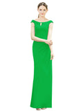 Green Mermaid, Fit and Flare Bateau, High Neck Sleeveless Long Bridesmaid Dress Emilee 