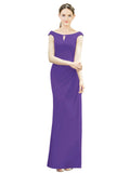 Purple Mermaid, Fit and Flare Bateau, High Neck Sleeveless Long Bridesmaid Dress Emilee 