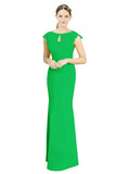 Green Mermaid High Neck Cap Sleeves Long Bridesmaid Dress Paisleigh 