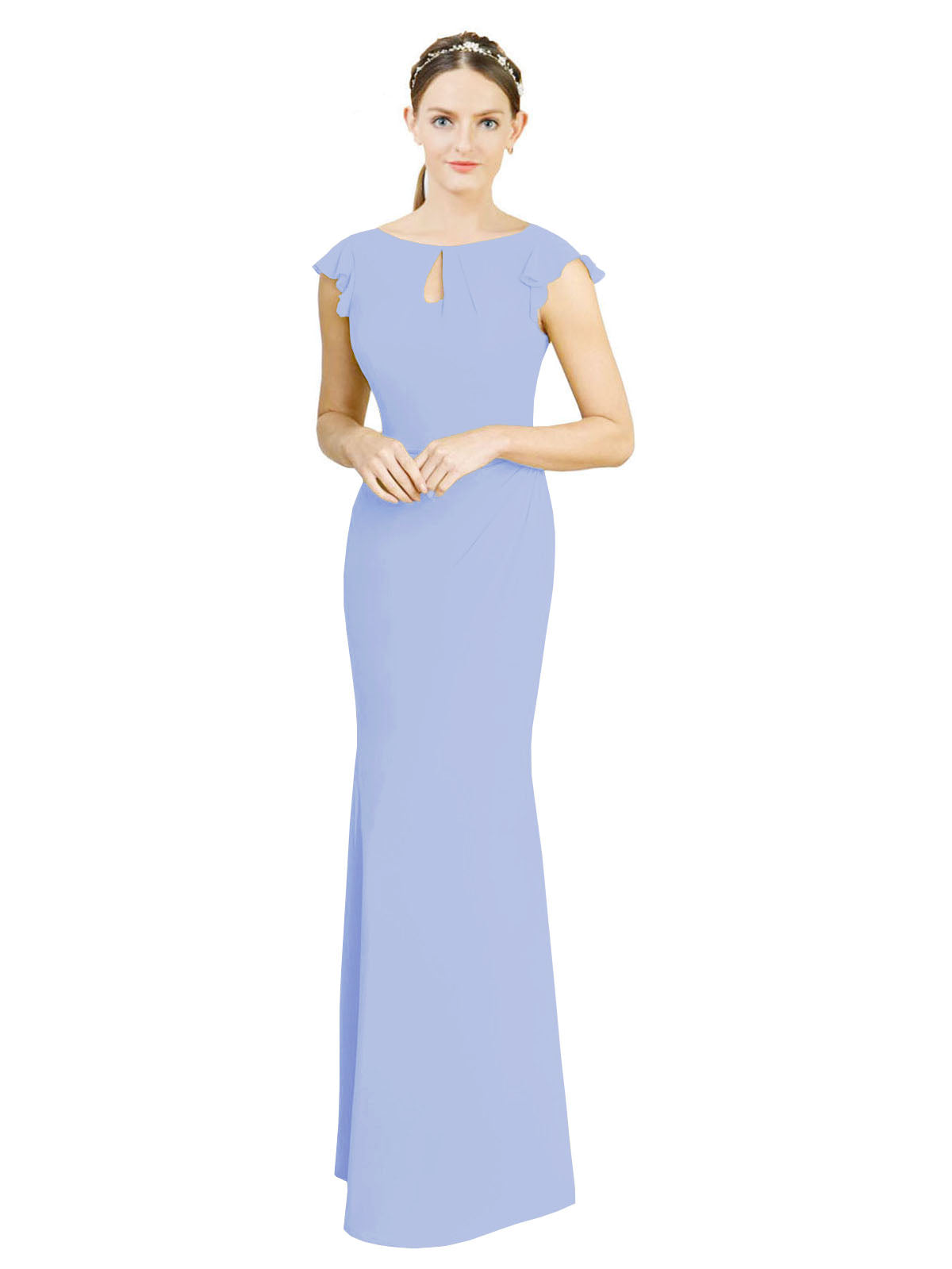 Lavender Mermaid High Neck Cap Sleeves Long Bridesmaid Dress Paisleigh 