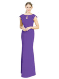 Purple Mermaid High Neck Cap Sleeves Long Bridesmaid Dress Paisleigh 