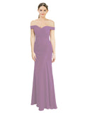 Dark Lavender Mermaid Off the Shoulder Sleeveless Long Bridesmaid Dress Carolyn
