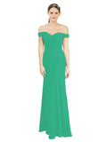 Emerald Green Mermaid Off the Shoulder Sleeveless Long Bridesmaid Dress Carolyn