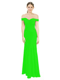 Lime Green Mermaid Off the Shoulder Sleeveless Long Bridesmaid Dress Carolyn