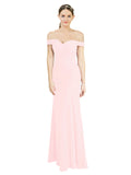 Pink Mermaid Off the Shoulder Sleeveless Long Bridesmaid Dress Carolyn