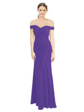 Purple Mermaid Off the Shoulder Sleeveless Long Bridesmaid Dress Carolyn