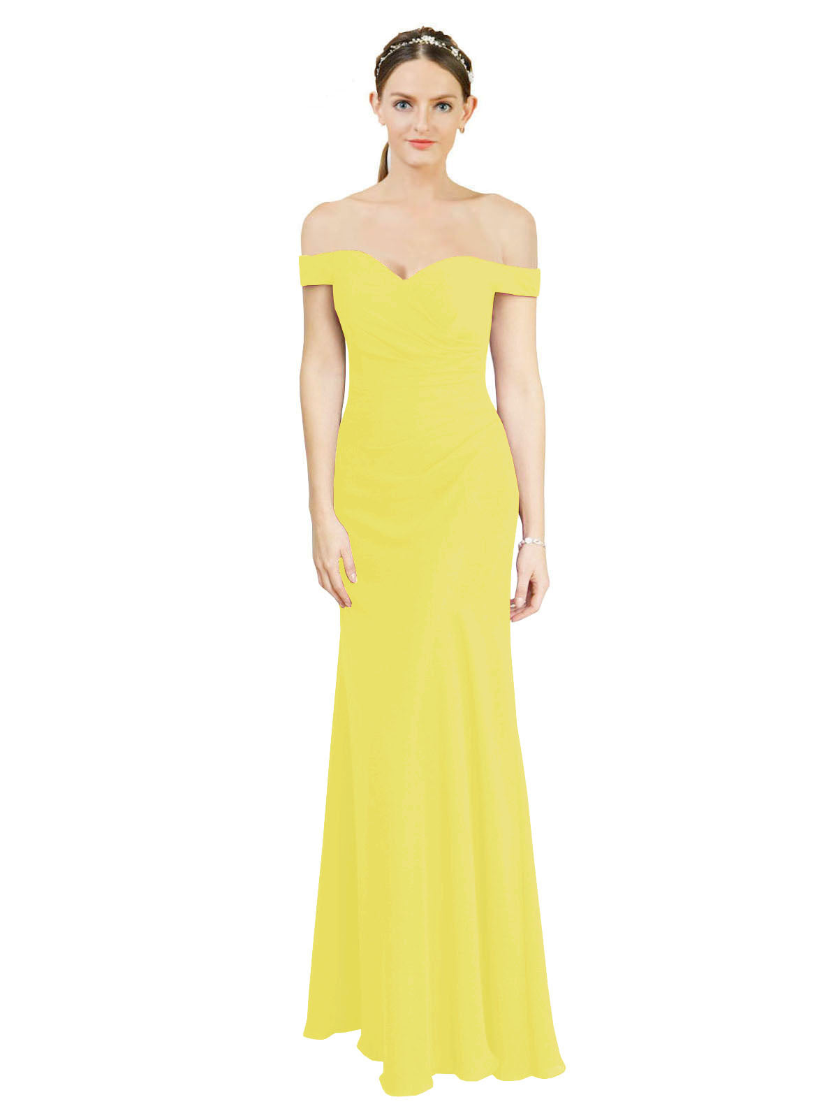 Yellow Mermaid Off the Shoulder Sleeveless Long Bridesmaid Dress Carolyn
