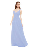 Lavender A-Line V-Neck Spaghetti Straps Sleeveless Long Bridesmaid Dress Livia