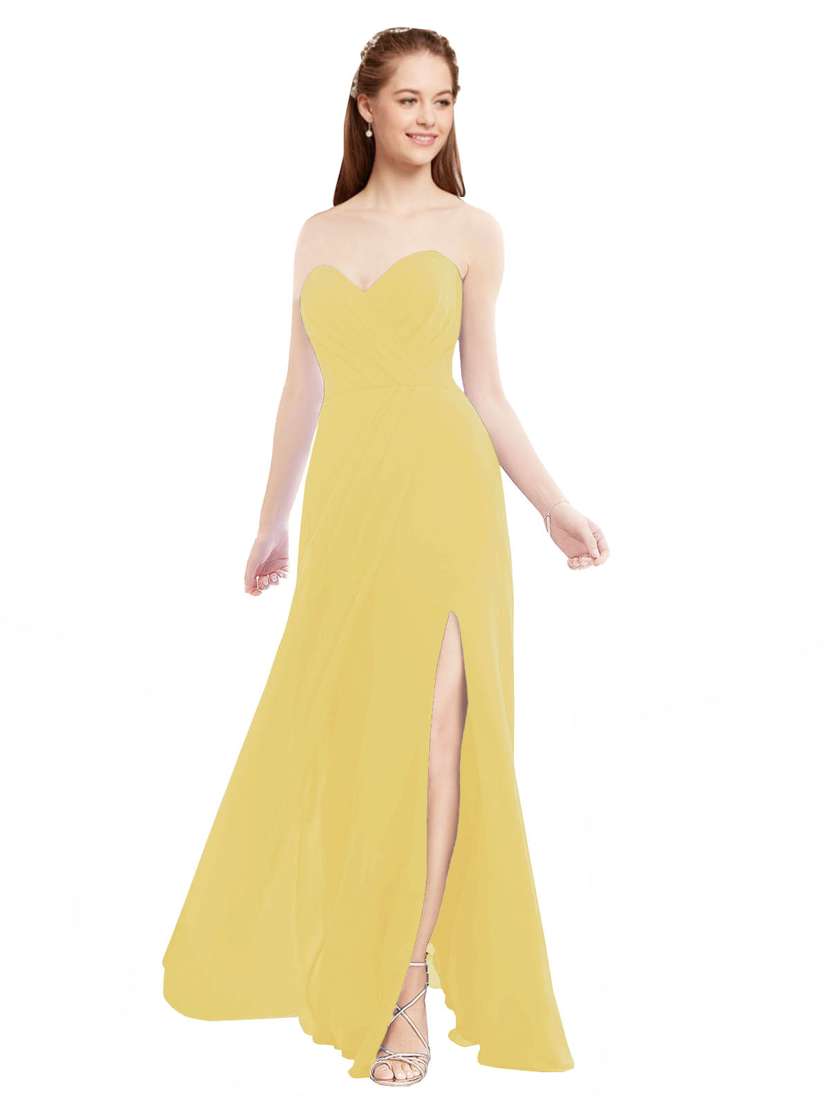 Daffodil A-Line Sweetheart Strapless Sleeveless Long Bridesmaid Dress Meadow