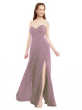 Dusty Rose A-Line Sweetheart Strapless Sleeveless Long Bridesmaid Dress Meadow