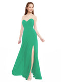 Emerald Green A-Line Sweetheart Strapless Sleeveless Long Bridesmaid Dress Meadow