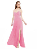 Hot Pink A-Line Sweetheart Strapless Sleeveless Long Bridesmaid Dress Meadow