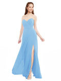 Periwinkle A-Line Sweetheart Strapless Sleeveless Long Bridesmaid Dress Meadow