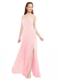 Pink A-Line Sweetheart Strapless Sleeveless Long Bridesmaid Dress Meadow