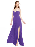 Purple A-Line Sweetheart Strapless Sleeveless Long Bridesmaid Dress Meadow