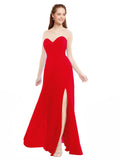 Red A-Line Sweetheart Strapless Sleeveless Long Bridesmaid Dress Meadow