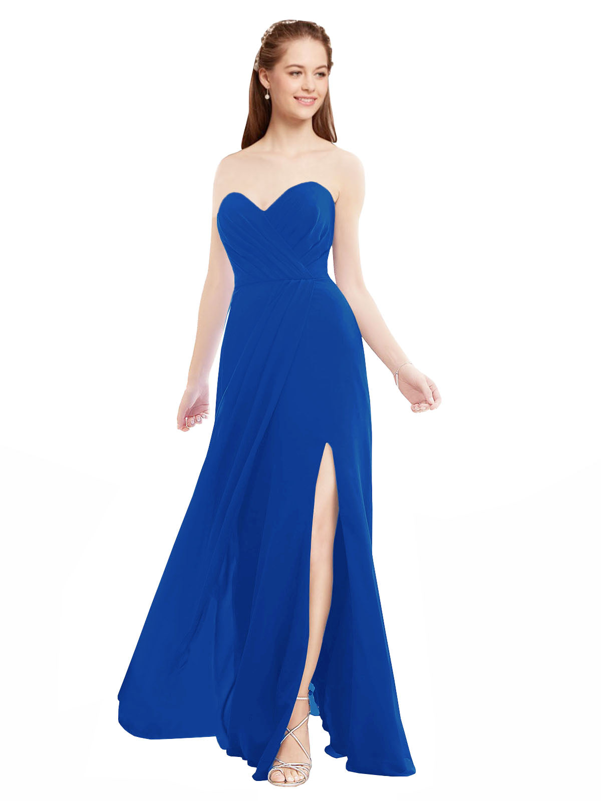 Royal Blue A-Line Sweetheart Strapless Sleeveless Long Bridesmaid Dress Meadow