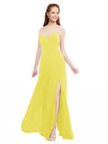 Yellow A-Line Sweetheart Strapless Sleeveless Long Bridesmaid Dress Meadow