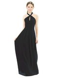 Black A-Line Halter Sleeveless Long Bridesmaid Dress Milan