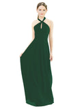 Dark Green A-Line Halter Sleeveless Long Bridesmaid Dress Milan