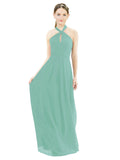 Jade A-Line Halter Sleeveless Long Bridesmaid Dress Milan