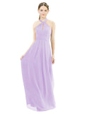 Lilac A-Line Halter Sleeveless Long Bridesmaid Dress Milan