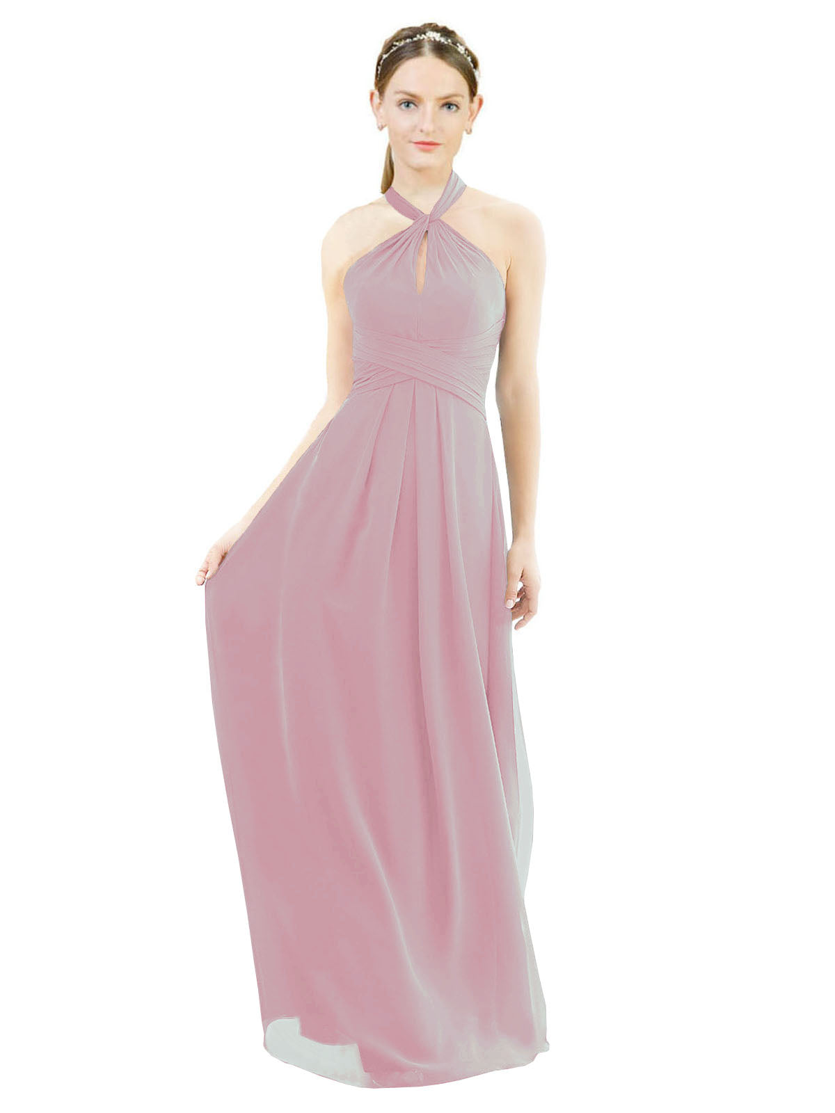 Primrose A-Line Halter Sleeveless Long Bridesmaid Dress Milan