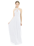 White A-Line Halter Sleeveless Long Bridesmaid Dress Milan