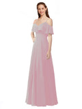 Primrose A-Line Off the Shoulder V-Neck Sleeveless Long Bridesmaid Dress Marianna