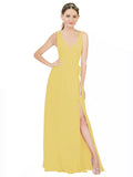 Daffodil A-Line V-Neck Sleeveless Long Bridesmaid Dress Louisa