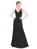 Black A-Line V-Neck Sleeveless Long Bridesmaid Dress Mollie