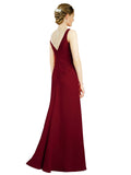 Burgundy A-Line V-Neck Sleeveless Long Bridesmaid Dress Mollie