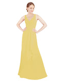 Daffodil A-Line V-Neck Sleeveless Long Bridesmaid Dress Mollie