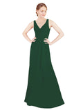 Dark Green A-Line V-Neck Sleeveless Long Bridesmaid Dress Mollie