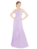 Lilac A-Line V-Neck Sleeveless Long Bridesmaid Dress Mollie