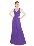 Purple A-Line V-Neck Sleeveless Long Bridesmaid Dress Mollie