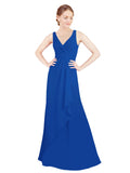 Royal Blue A-Line V-Neck Sleeveless Long Bridesmaid Dress Mollie