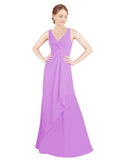 Violet A-Line V-Neck Sleeveless Long Bridesmaid Dress Mollie