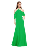 Green A-Line Halter Cold Shoulder Long Bridesmaid Dress Glain