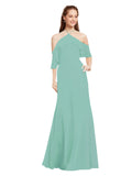 Jade A-Line Halter Cold Shoulder Long Bridesmaid Dress Glain