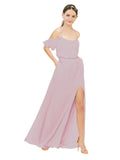 Primrose A-Line Off the Shoulder Sleeveless Long Bridesmaid Dress Kris