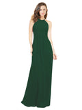 Dark Green A-Line Halter Sleeveless Long Bridesmaid Dress Robyn