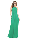 Emerald Green A-Line Halter Sleeveless Long Bridesmaid Dress Robyn