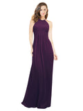 Grape A-Line Halter Sleeveless Long Bridesmaid Dress Robyn