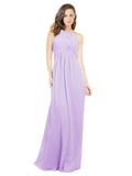 Lilac A-Line Halter Sleeveless Long Bridesmaid Dress Robyn
